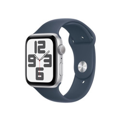 Apple Watch SE (2023) GPS 44mm ezüst alumíniumtok, viharkék sportszíj S/M (MREC3QH/A / MREC3QF/A)