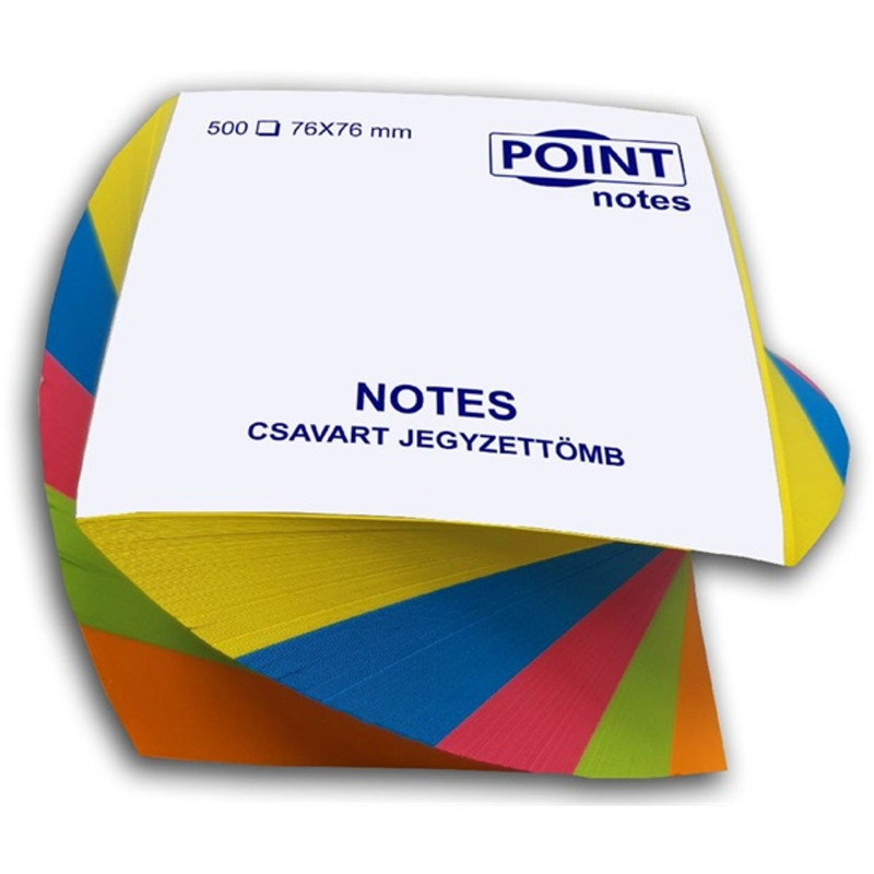 Point 76x76 mm 500 lapos élénk színű csavart jegyzettömb Point 76x76 mm 500 lapos élénk színű csavart jegyzettömb