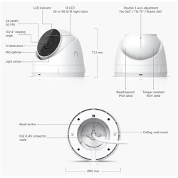 Ubiquiti UniFi UVC-G5-Turret-Ultra UniFi kültéri/beltéri 4 MP 2K fehér IP kamera