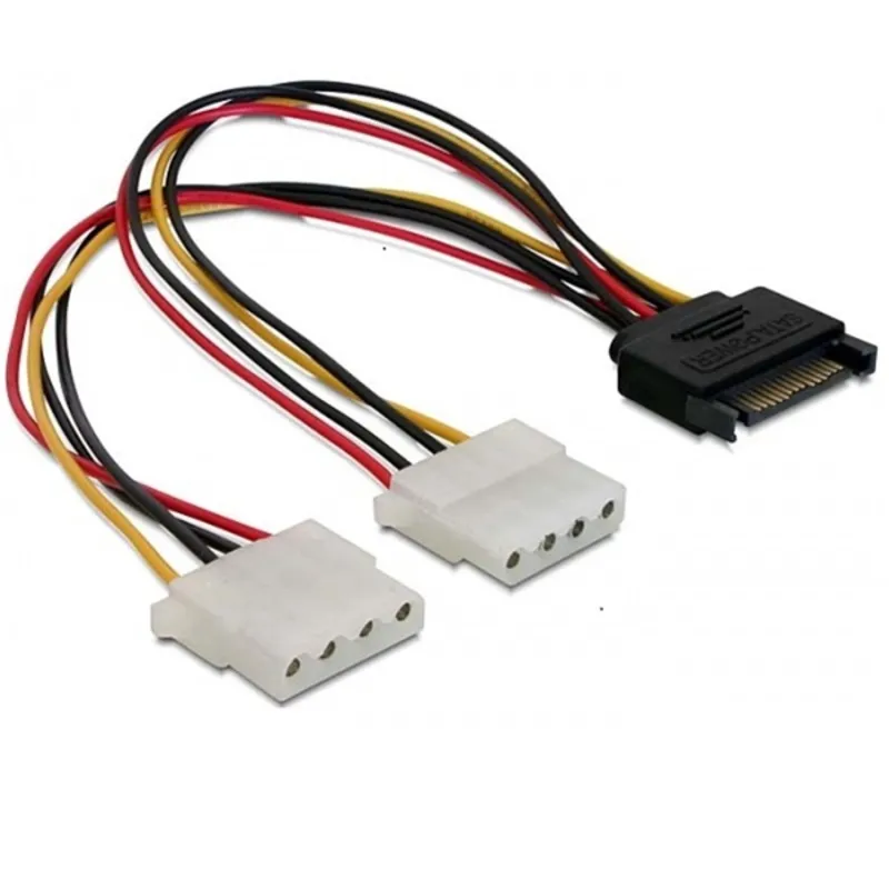 Delock 65159 15 tűs SATA (apa) – 2 db 4 tűs Molex (anya) 20 cm hálózati kábel Delock 65159 15 tűs SATA (apa) – 2 db 4 tűs Molex (anya) 20 cm hálózati kábel