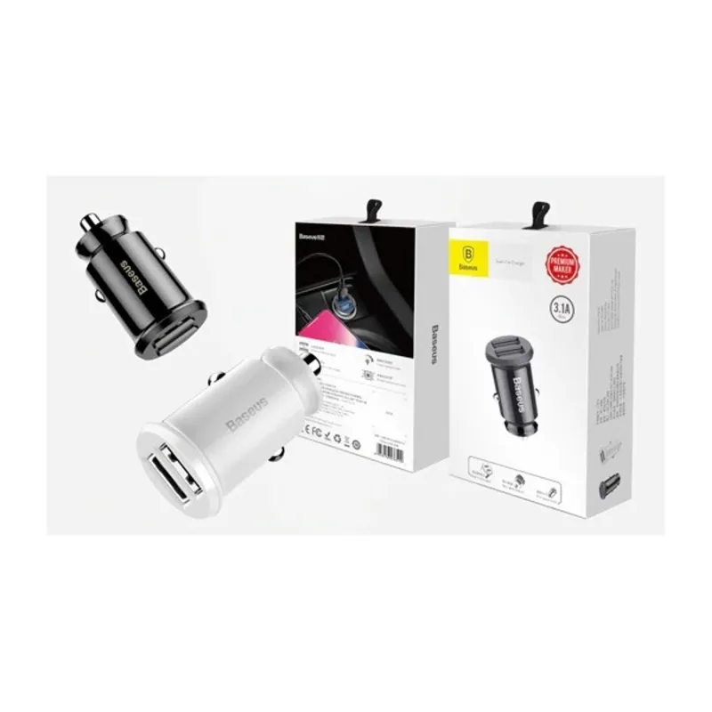 Baseus Grain 3,1A dual USB fekete autós töltő Baseus Grain 3,1A dual USB fekete autós töltő