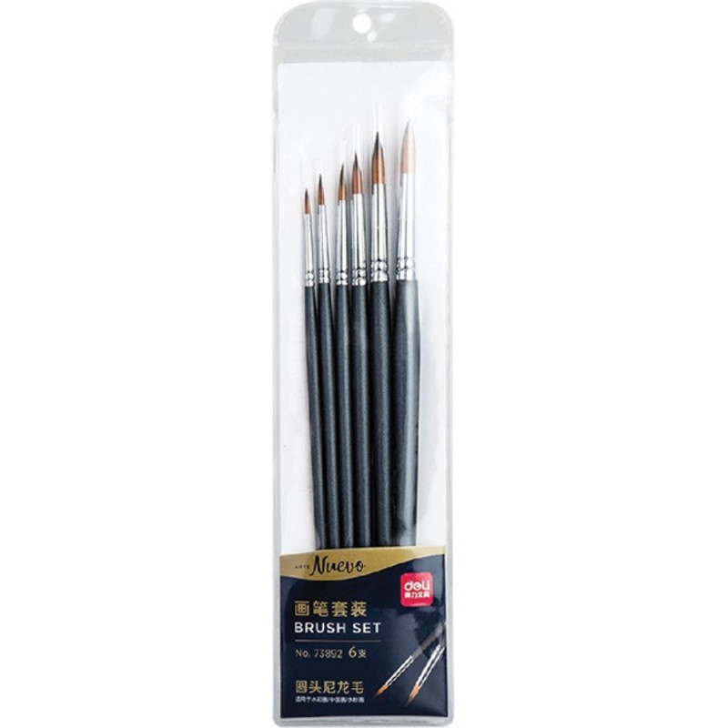 Deli Arte Nuevo kerek szintetikus 6 darabos ecsetkészlet Deli Arte Nuevo kerek szintetikus 6 darabos ecsetkészlet