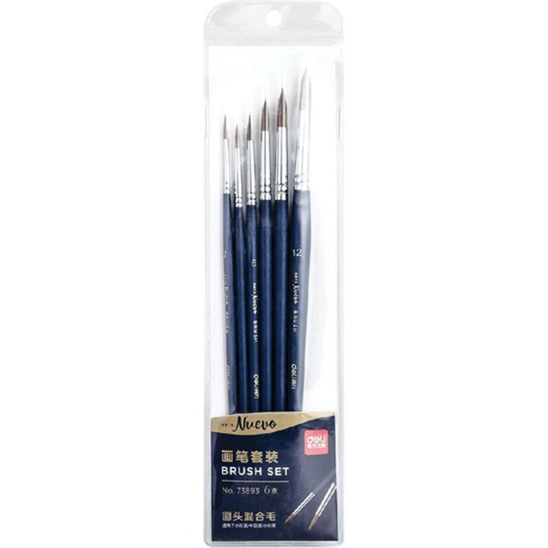Deli Arte Nuevo kerek kevert szőr 6 darabos ecsetkészlet Deli Arte Nuevo kerek kevert szőr 6 darabos ecsetkészlet