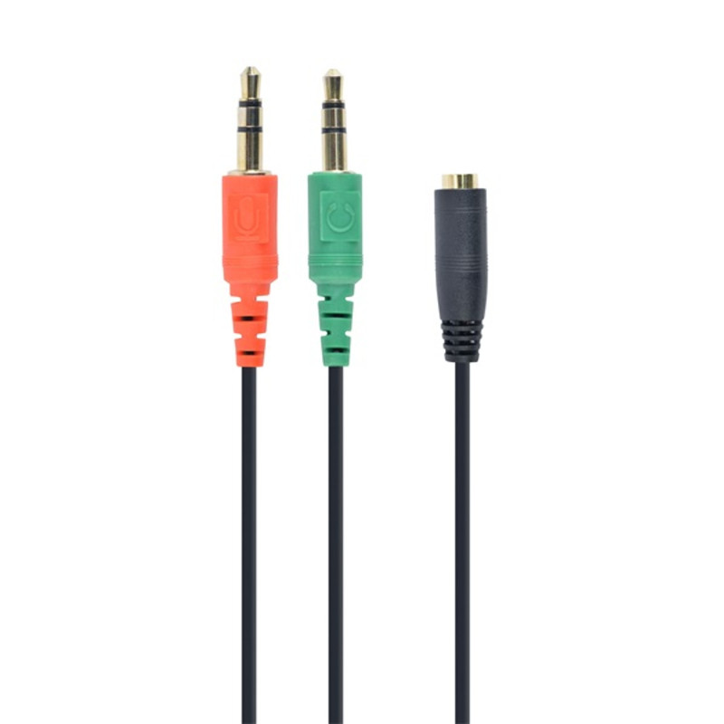 Gembird 3.5mm 4-pin socket to 2x3.5mm stereo plug adapter cable Black Gembird 3.5mm 4-pin socket to 2x3.5mm stereo plug adapter cable Black