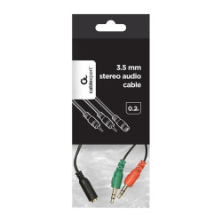 Gembird 3.5mm 4-pin socket to 2x3.5mm stereo plug adapter cable Black