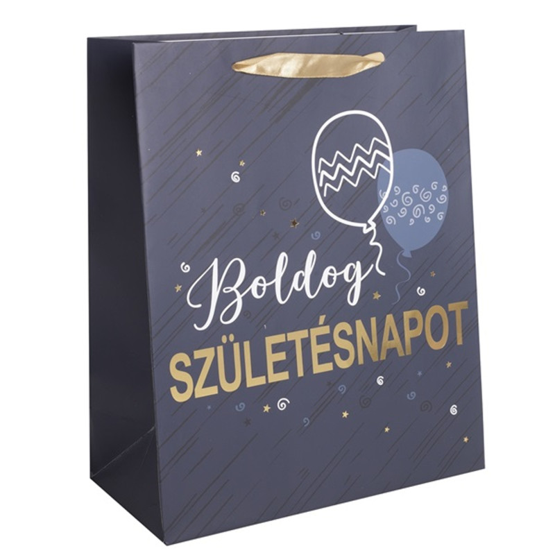 Iris boldog születésnapot sötét kék/arany papírtasak matt 26*32 cm Iris boldog születésnapot sötét kék/arany papírtasak matt 26*32 cm