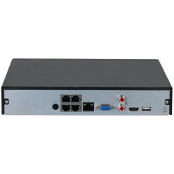 Dahua NVR Rögzítő - NVR2104HS-P-4KS3 (4 csatorna, H265, 80Mbps rögzítési sávszélesség, HDMI+VGA, 2xUSB, 1x Sata, 4x PoE)
