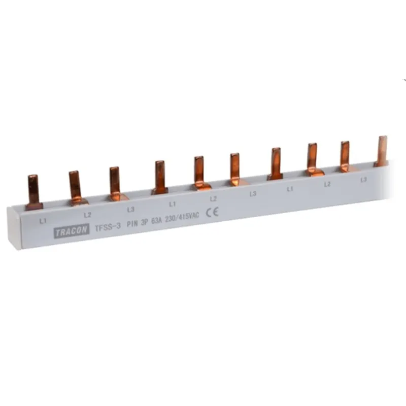 Tracon TFSS-3 csapos kivitelű max.63A/ 230/400VAC/ 3P/ 56modul/ 1m soroló sín Tracon TFSS-3 csapos kivitelű max.63A/ 230/400VAC/ 3P/ 56modul/ 1m soroló sín
