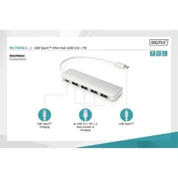 DIGITUS USB Type-C 4 portos USB 3.0 hub + PD