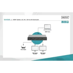 Digitus 2 portos 4K/60Hz HDMI splitter (DS-45324)