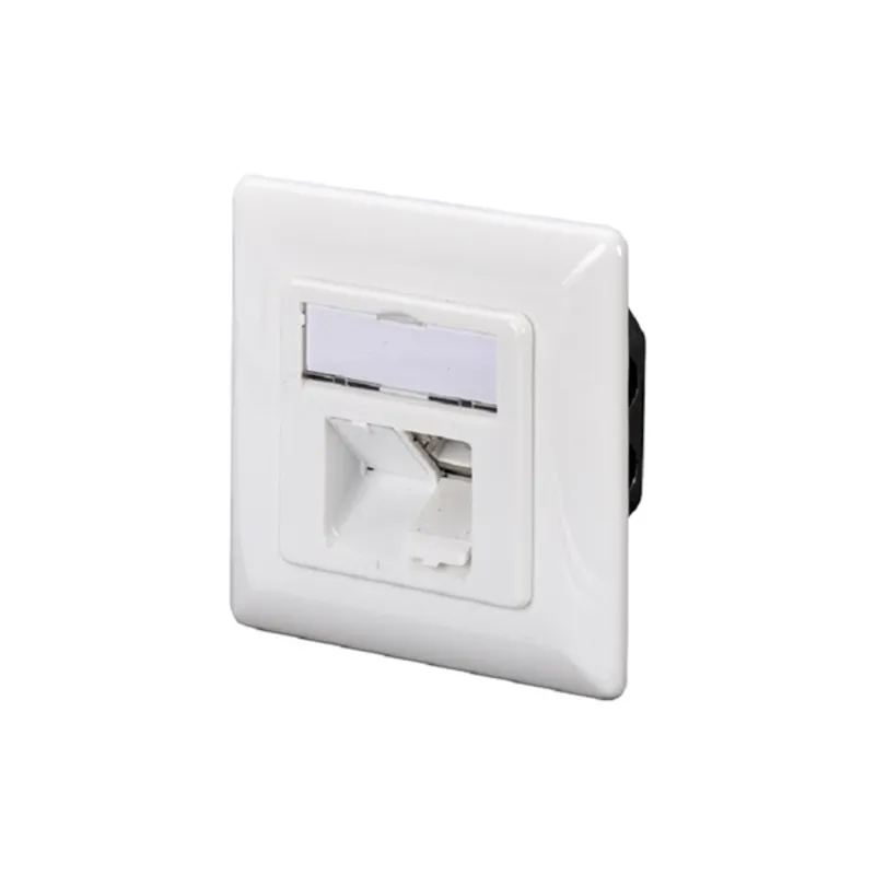 DIGITUS modular wall outlet 2xRJ45 white Cat6a fully shielded flush mount horizontal cable installation DIGITUS modular wall outlet 2xRJ45 white Cat6a fully shielded flush mount horizontal cable installation
