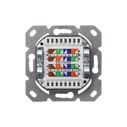 DIGITUS modular wall outlet 2xRJ45 white Cat6a fully shielded flush mount horizontal cable installation