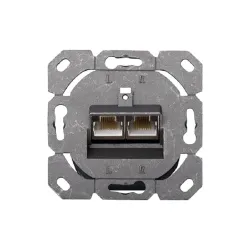 DIGITUS modular wall outlet 2xRJ45 white Cat6a fully shielded flush mount horizontal cable installation