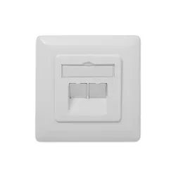 DIGITUS modular wall outlet 2xRJ45 white Cat6a fully shielded flush mount horizontal cable installation