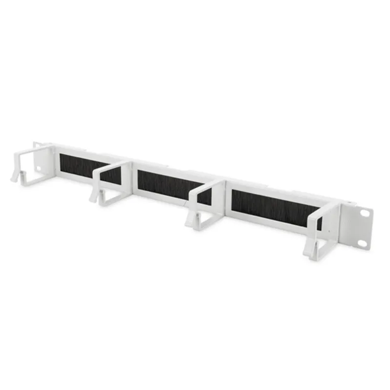 DIGITUS 1U cable management panel with brush entries 4x aluminum cable rings 44x60mm color grey RAL 7035 DIGITUS 1U cable management panel with brush entries 4x aluminum cable rings 44x60mm color grey RAL 7035