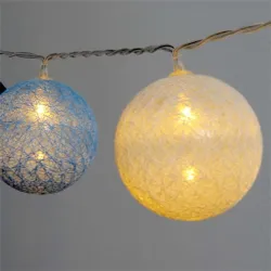 IRIS Gömb alakú 6cm/színes fonott/4,5m/kék-v.kék-fehér/30db LED-es/USB-s fénydekoráció  (104-43)