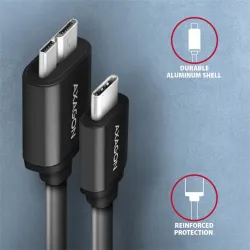 Axagon USB-C - USB micro-B adat/töltőkábel 1m fekete (BUMM3-CM10AB)