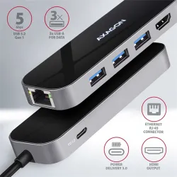 AXAGON HMC-6GL SuperSpeed USB-C Combo 6in1 Hub Black
