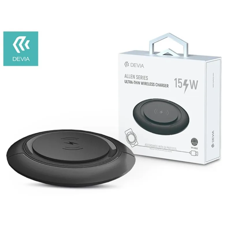 Devia ST345760 Allen Series V3 Ultra 15W univerzális fekete vezeték nélküli töltő állomás Devia ST345760 Allen Series V3 Ultra 15W univerzális fekete vezeték nélküli töltő állomás